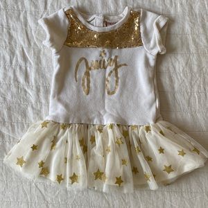 Juicy Couture Cream and Gold Star Tulle Dress Size 24 Month
